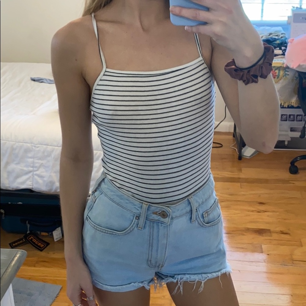Striped straps bodysuit